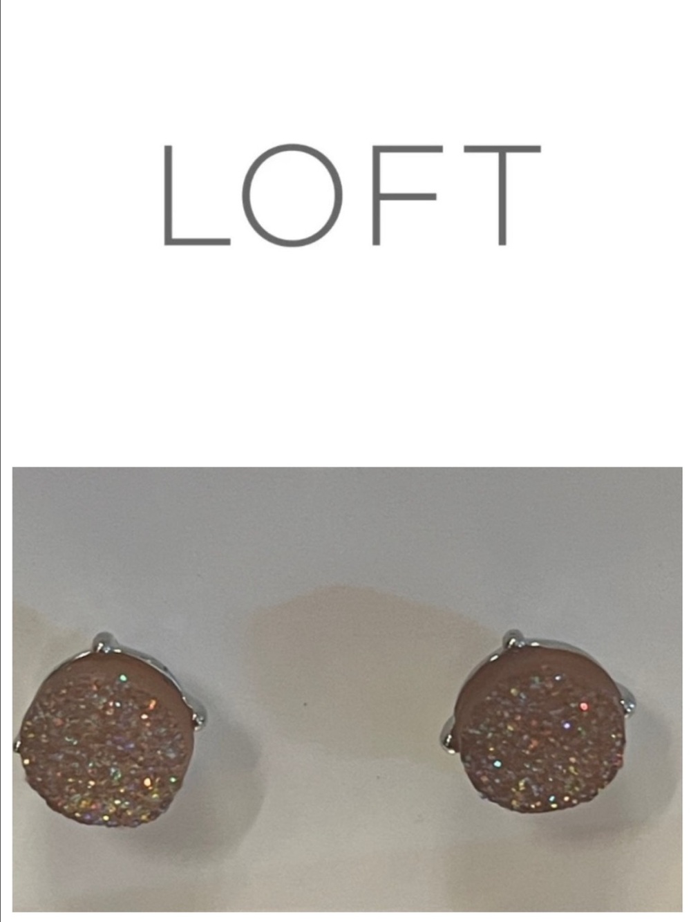 Ann Taylor LOFT Pink Glitter Druzy Stud Earrings